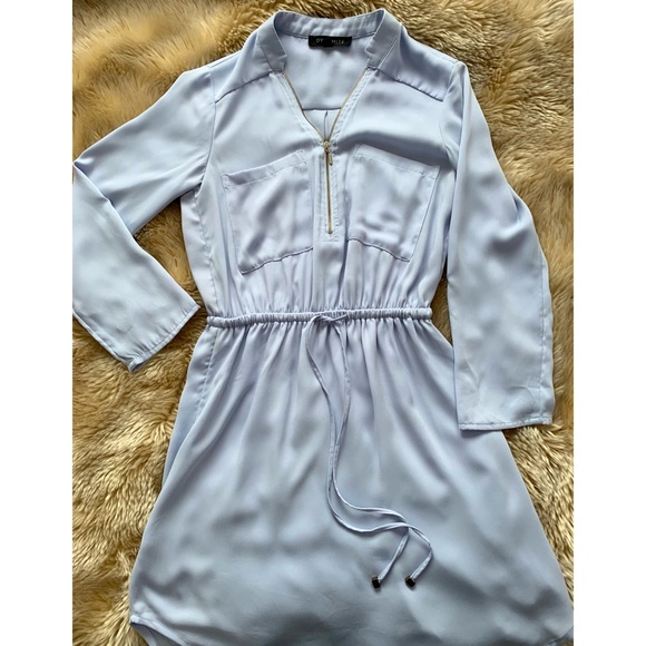 NWOT Dynamite Light Blue Shirt Dress with Zip - Picture 4 of 7